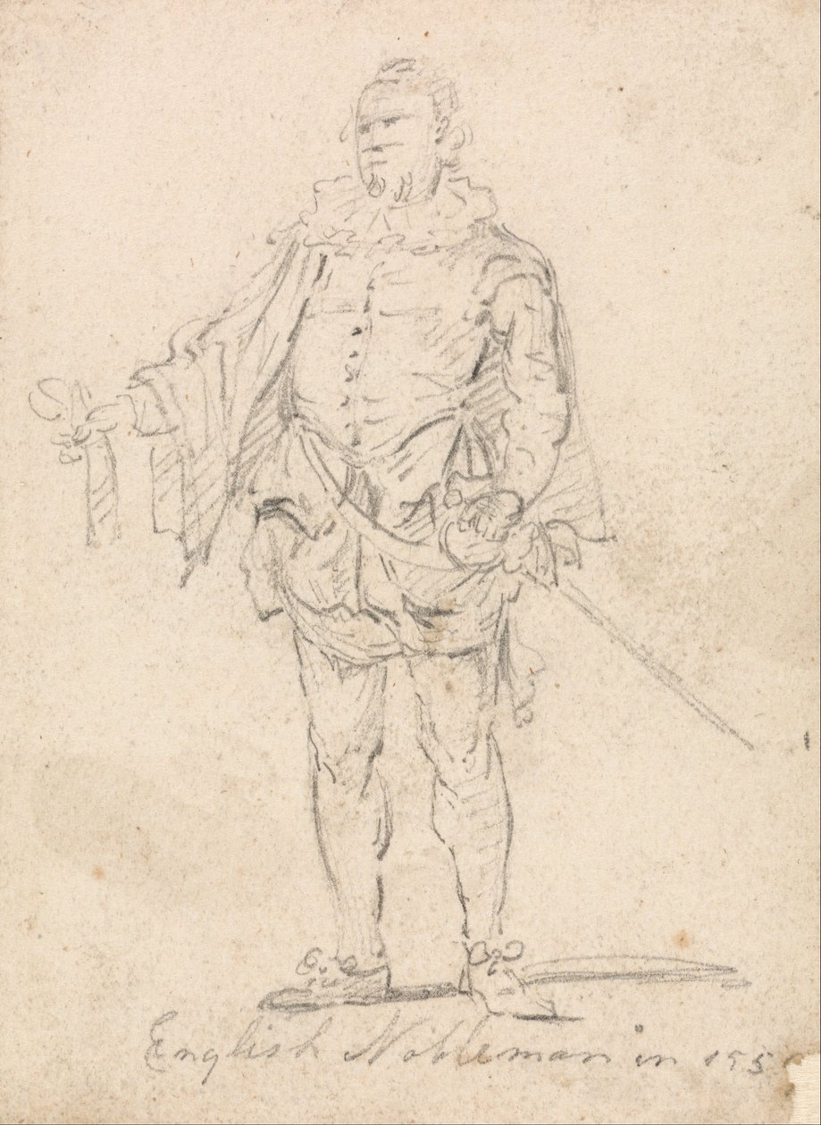 Figur Costume Study- Engelsk adelsmann av Thomas Girtin