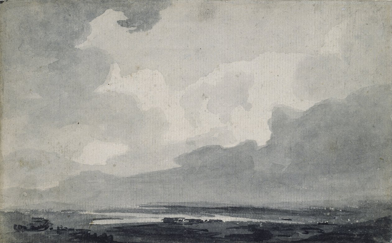 Moorland View, ca. 1800 (grå vasker på papir) av Thomas Girtin