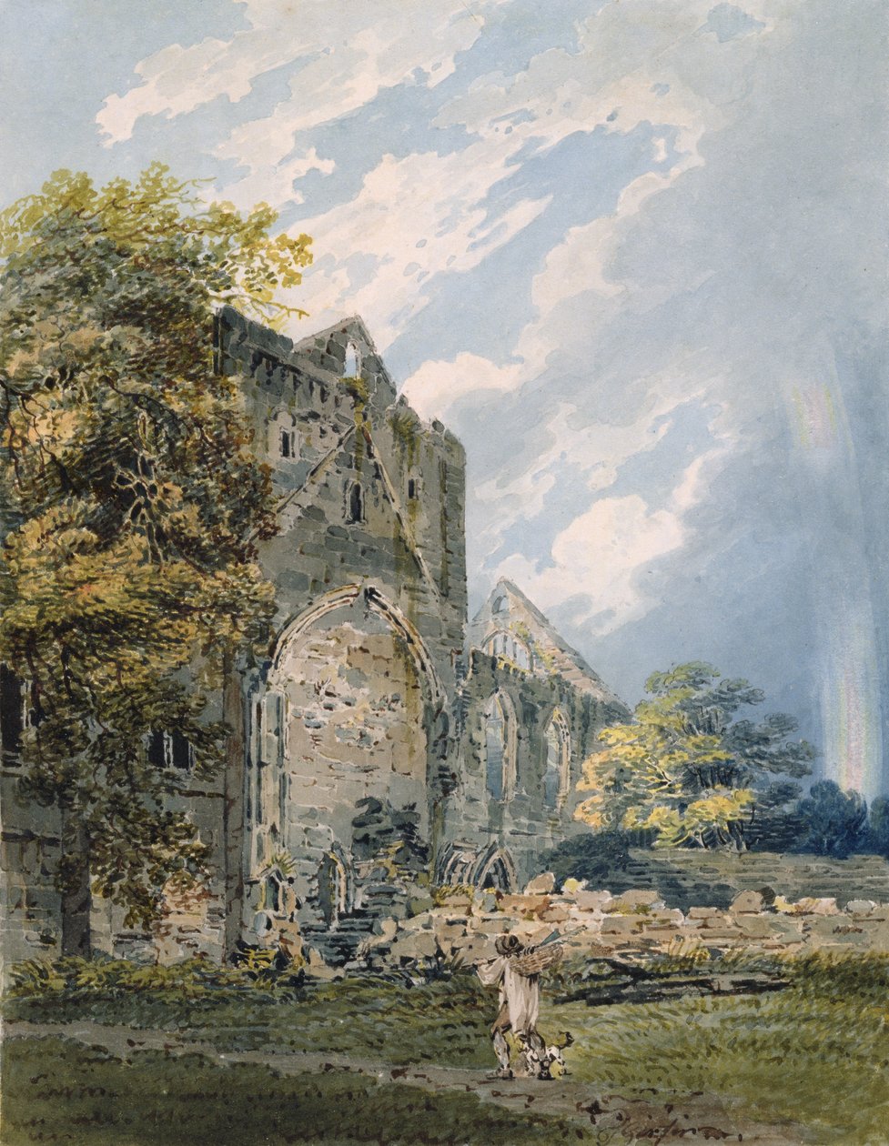 Pluscarden Abbey, Elgin, ca. 1793 (wc over blyant på papir) av Thomas Girtin