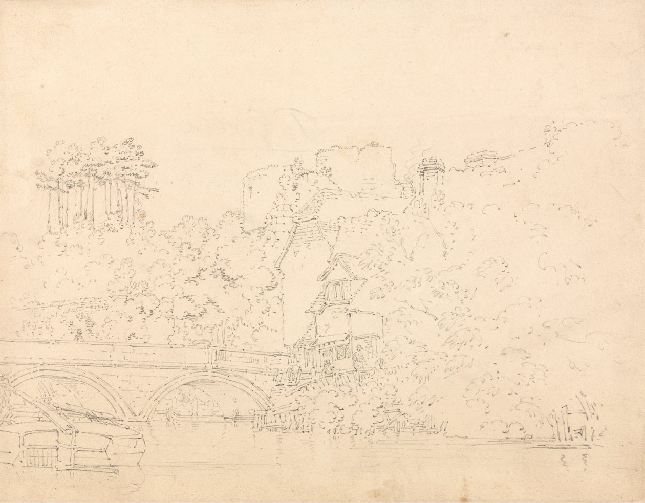 Tonbridge Bridge and Castle, Kent av Thomas Girtin
