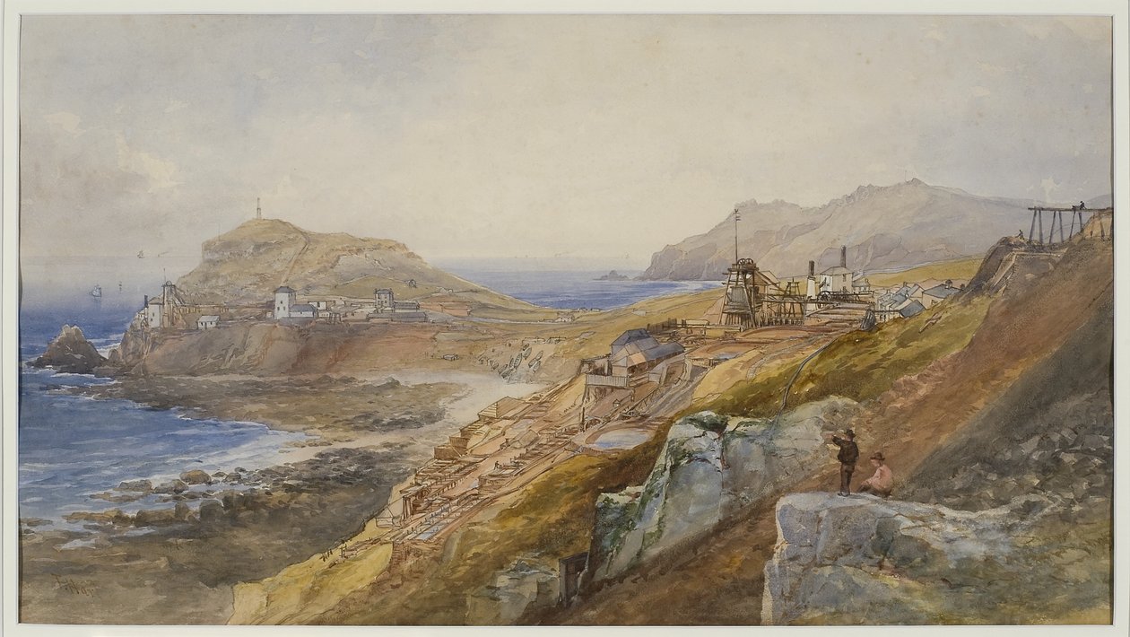 St Just United Mines, ca. 1870 (wc på papir) av Thomas Hart