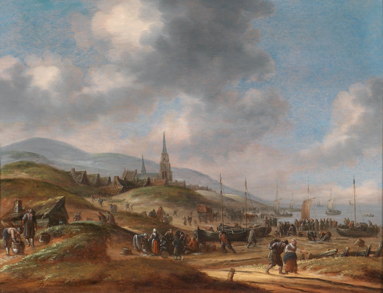 Utsikt over stranden ved Scheveling av Thomas Heeremans