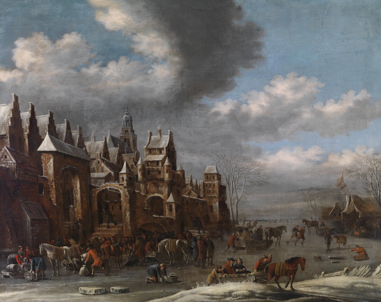 Vinterlandskap med skøyteløpere av Thomas Heeremans