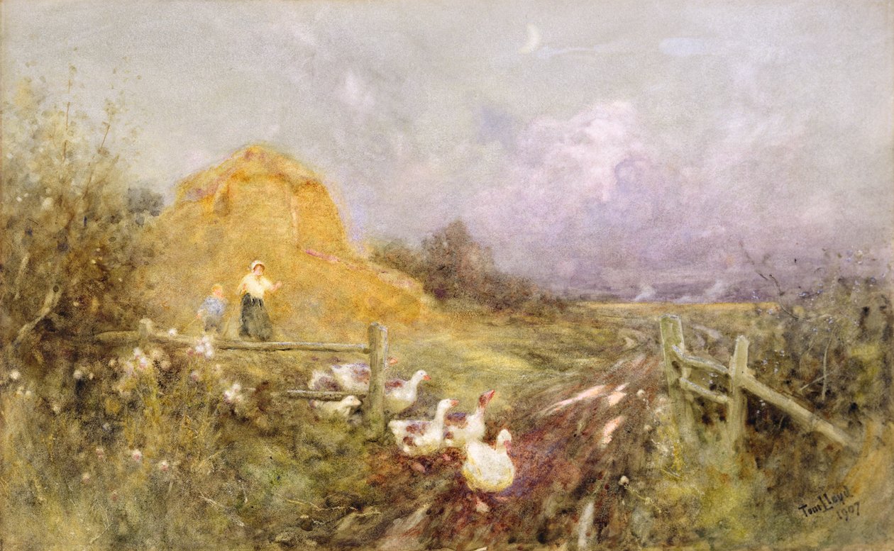 Kjører gjess, tidlig kveld, 1907 av Thomas James Lloyd