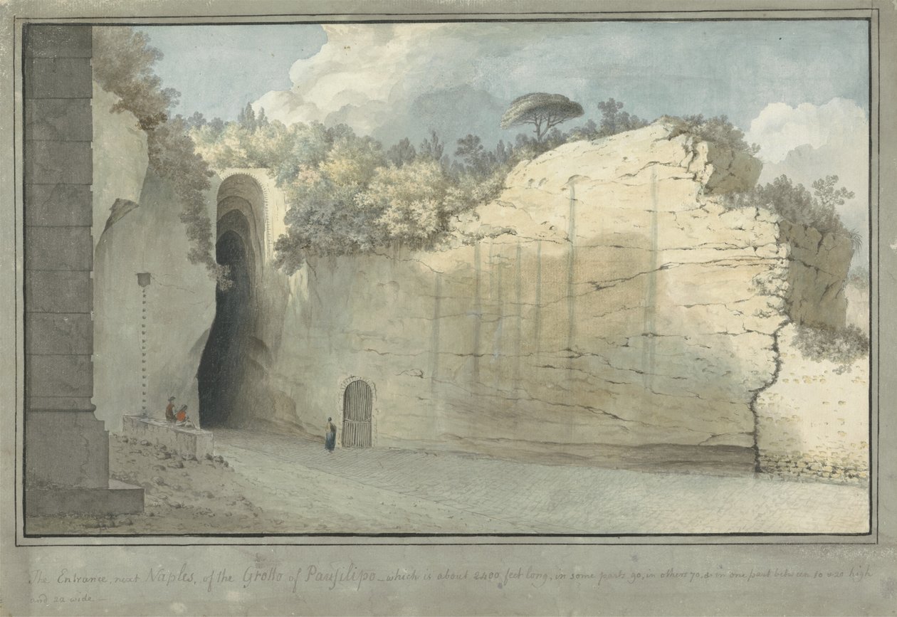 Grotten ved Posillipo, ca. 1782 (wc på lagt papir) av Thomas Jones