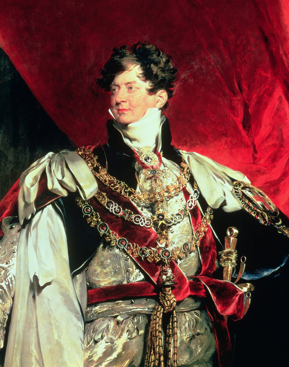 Prinsregenten, senere George IV (1762-1830) i sine strømpebåndskåper (detil av 61203) av Thomas Lawrence