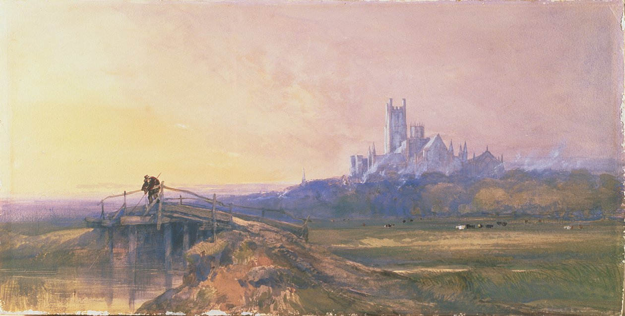 Ely Cathedral (blyant, wc, gouache på papir) av Thomas Lound