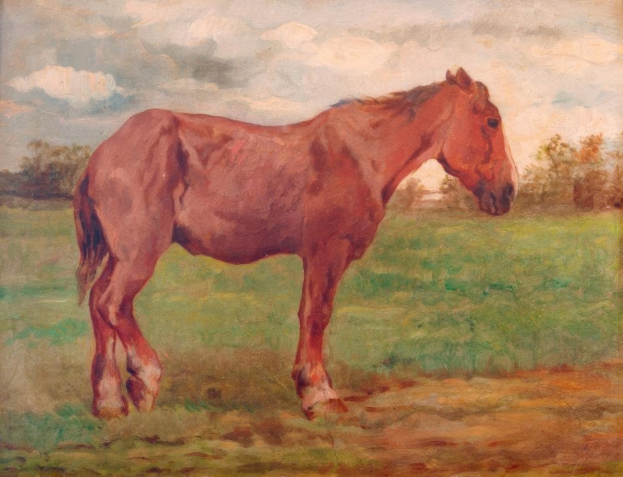 Arbeidshest foran landskapet av Thomas Ludwig Herbst