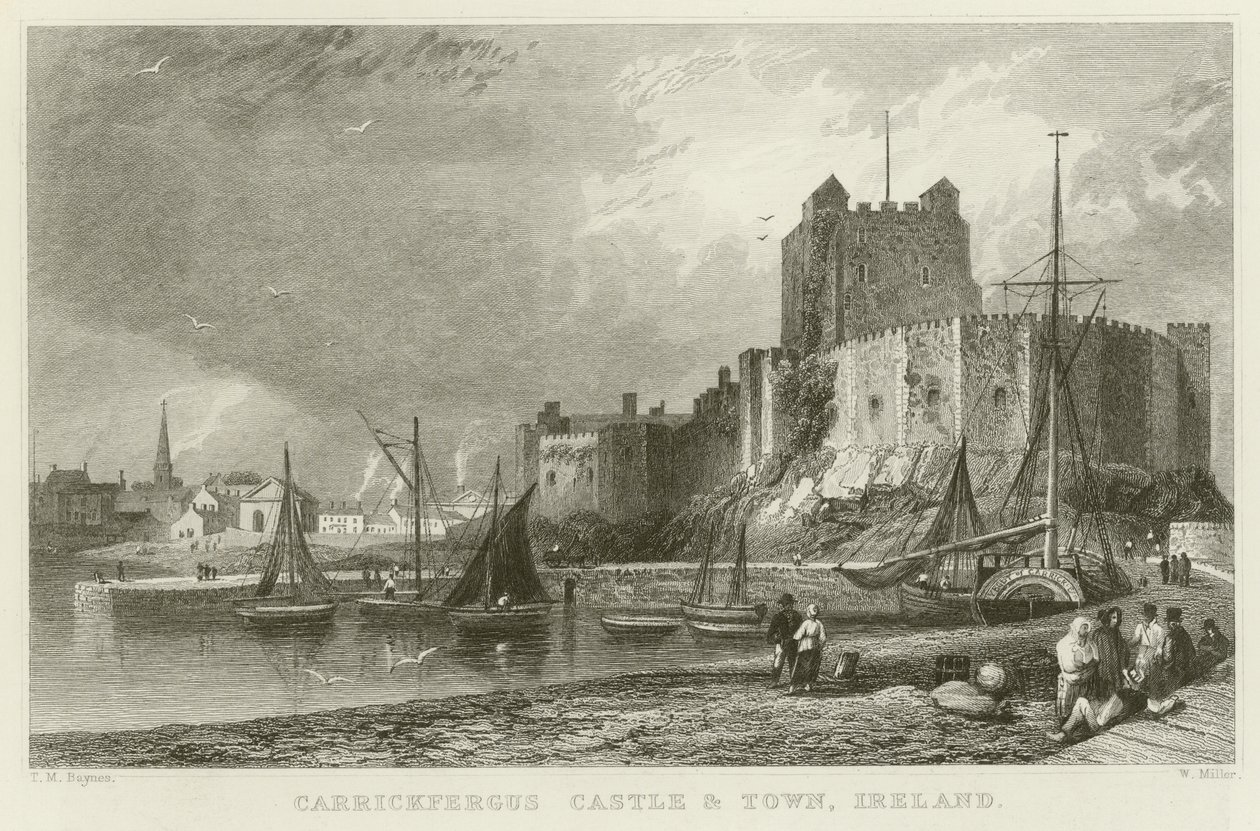 Carrickfergus slott og by av Thomas Mann Baynes