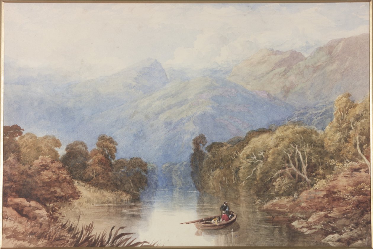 På innsjøen nær Killin Perthshire (akvarell på papir om bord) av Thomas Miles II Richardson