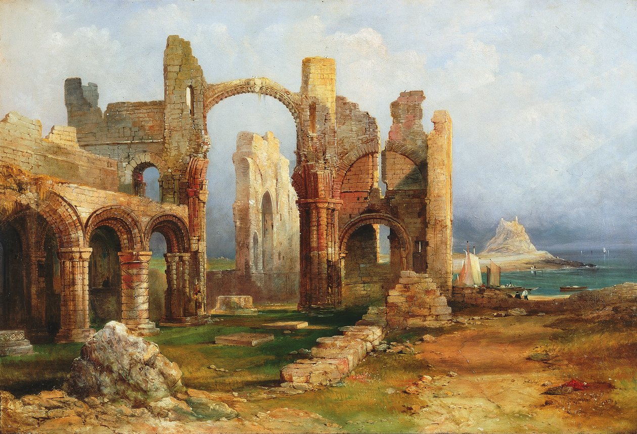 Lindisfarne Priory, ca. 1837 av Thomas Miles Richardson
