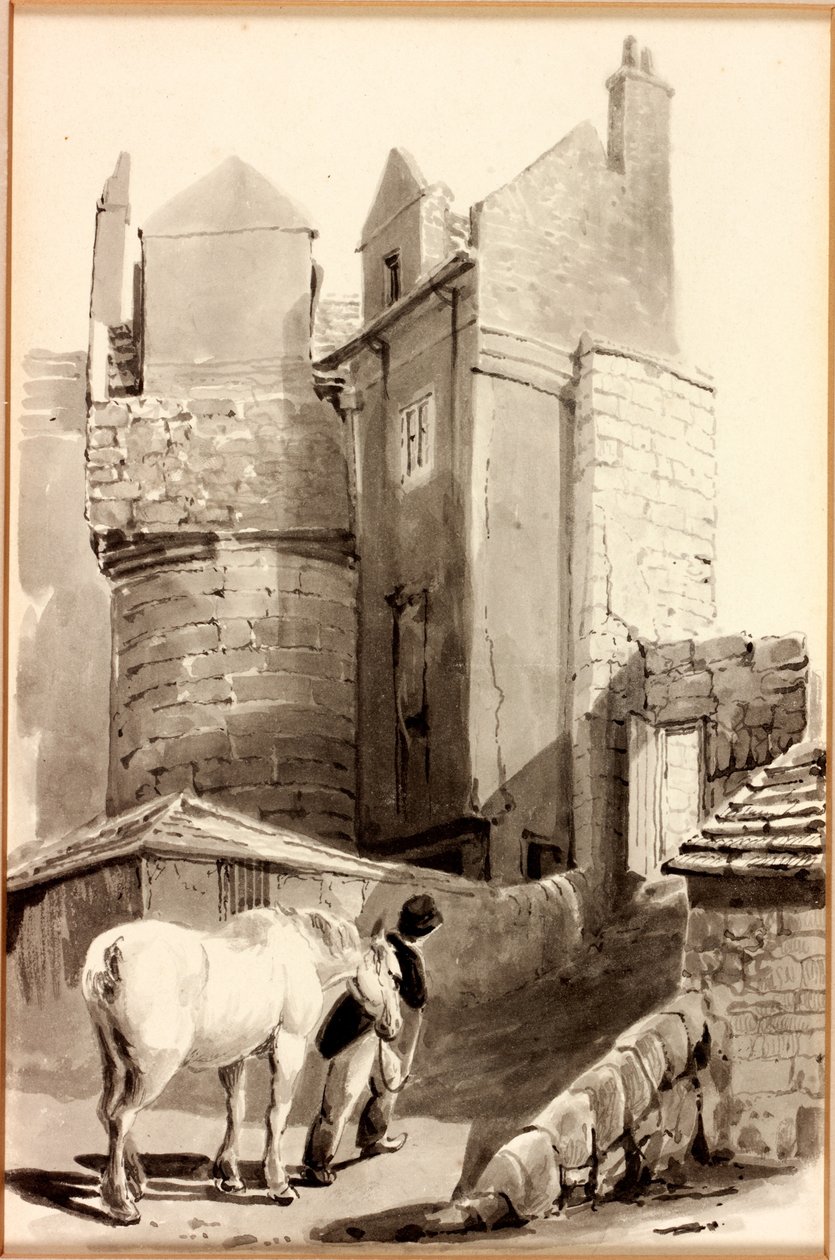 The Spital Gate, Newcastle upon Tyne (blekk på papir) av Thomas Miles Richardson
