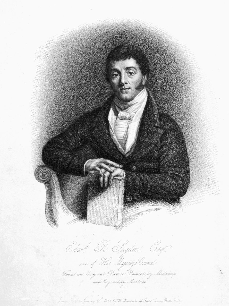 Edward Buttenshaw Sugden, 1. baron St. Leonards, gravert av Maddocks, 1825 av Thomas Millichap