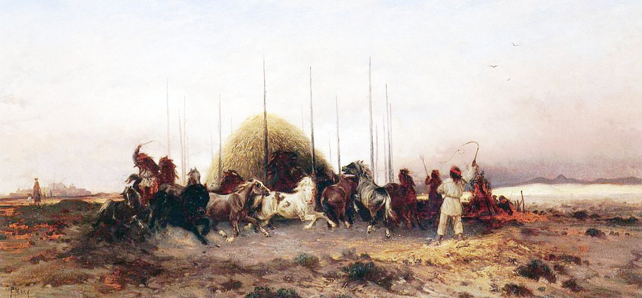 Threshing Wheat, New Mexico, ca. 1883 av Thomas Moran