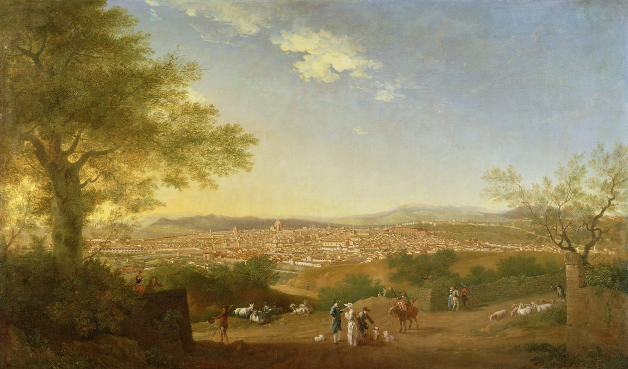 En panoramautsikt over Firenze fra Bellosguardo, 1775 av Thomas Patch