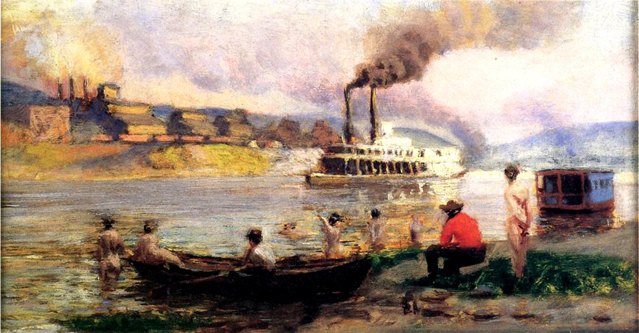 Dampbåt på Ohio, ca. 1900 av Thomas Pollock Anschutz