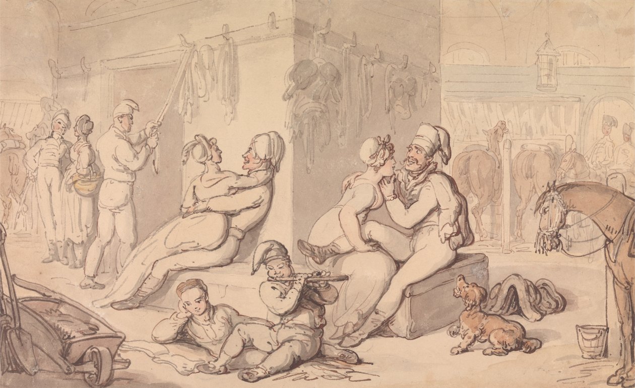 En kavaleribrakke av Thomas Rowlandson