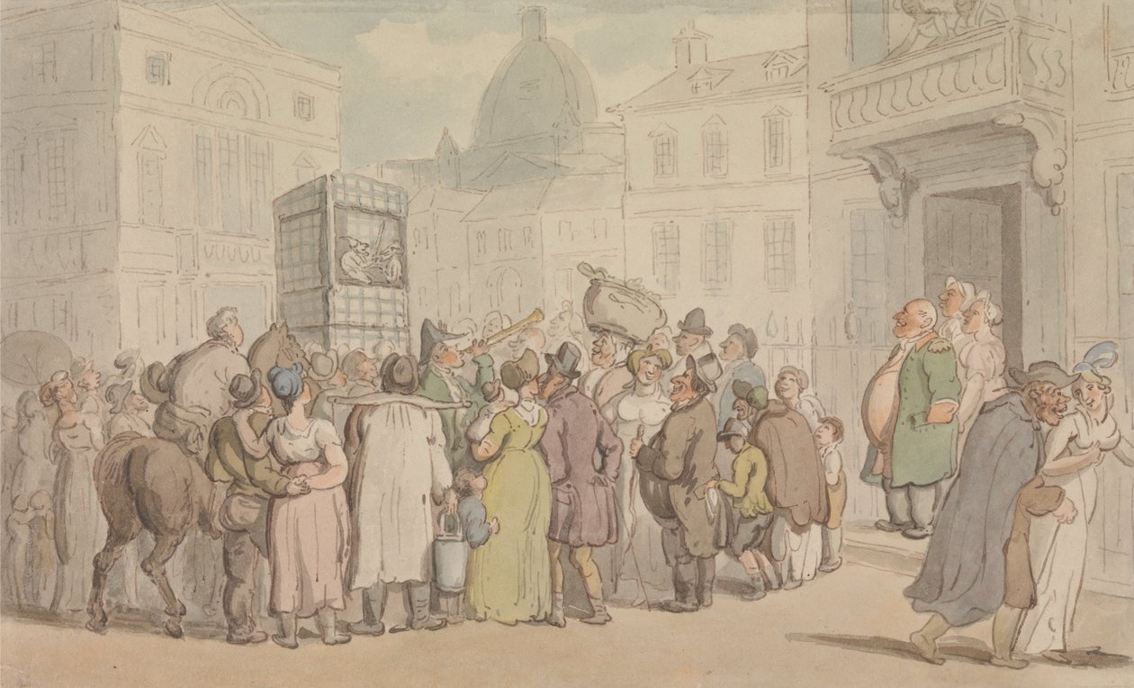 Et Punch and Judy Show av Thomas Rowlandson