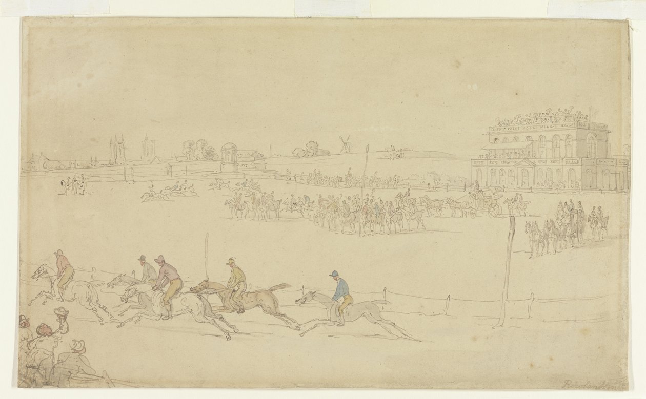 A Race of the Knavesmire i York (penn og blekk med wc på papir) av Thomas Rowlandson