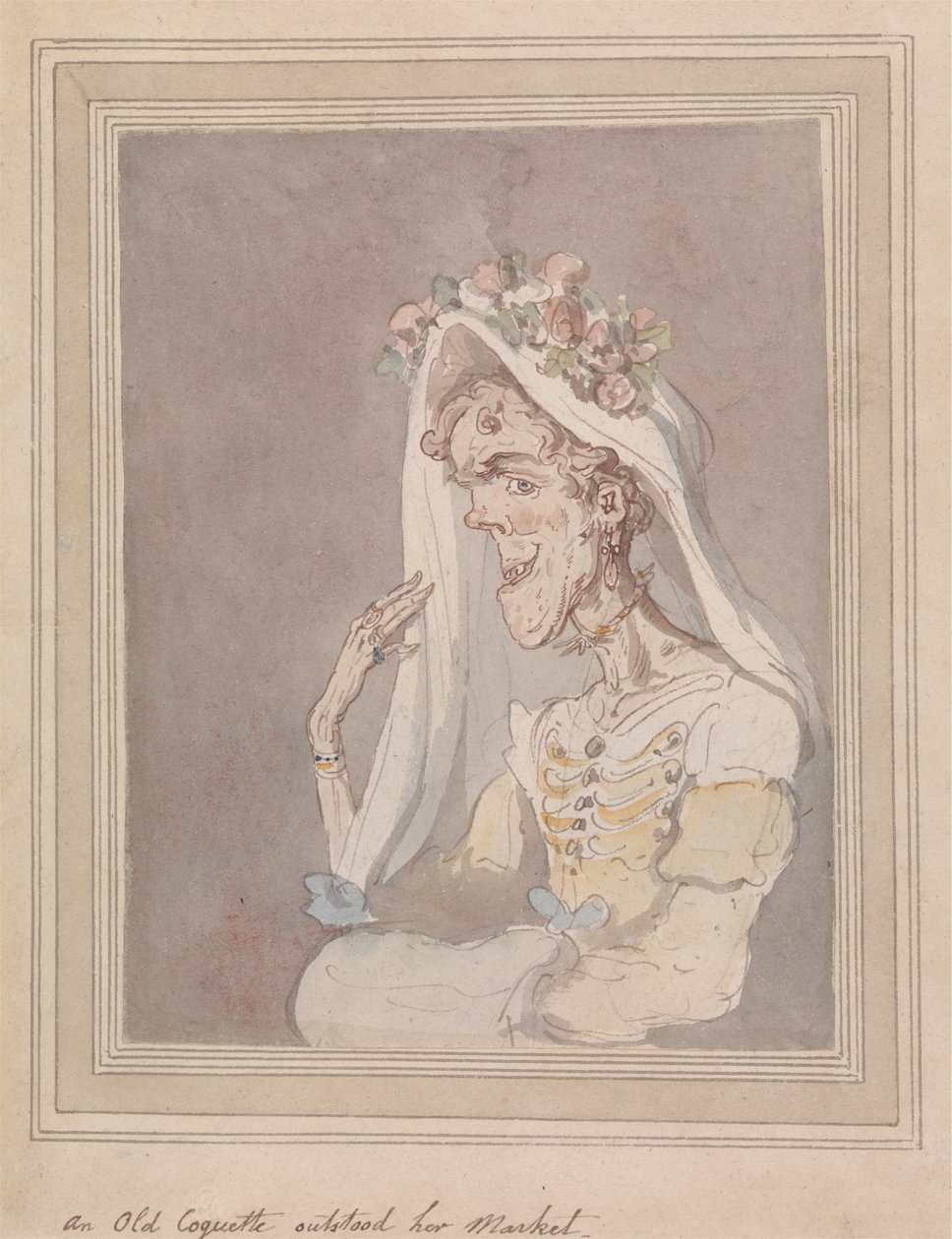 En gammel kokett overgikk markedet hennes av Thomas Rowlandson