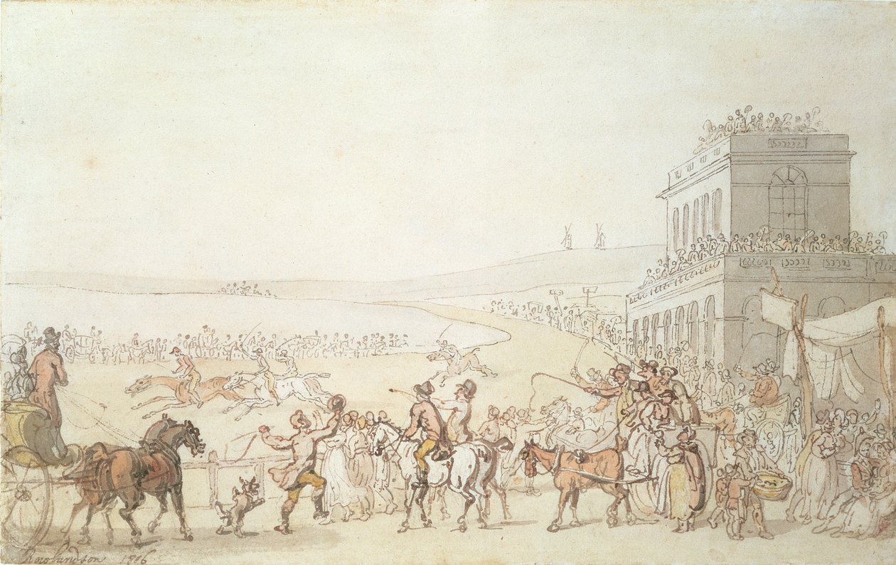 Brighton Races, 1816 (penn, wc og blyant på papir) av Thomas Rowlandson