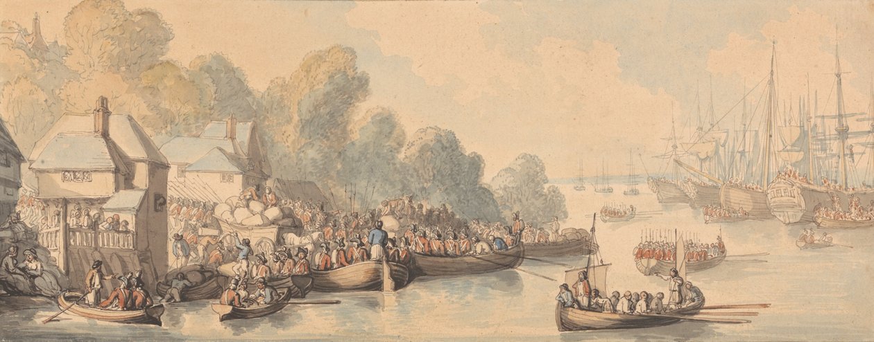 Ombordstigning i Southampton, 20. juni 1794 av Thomas Rowlandson