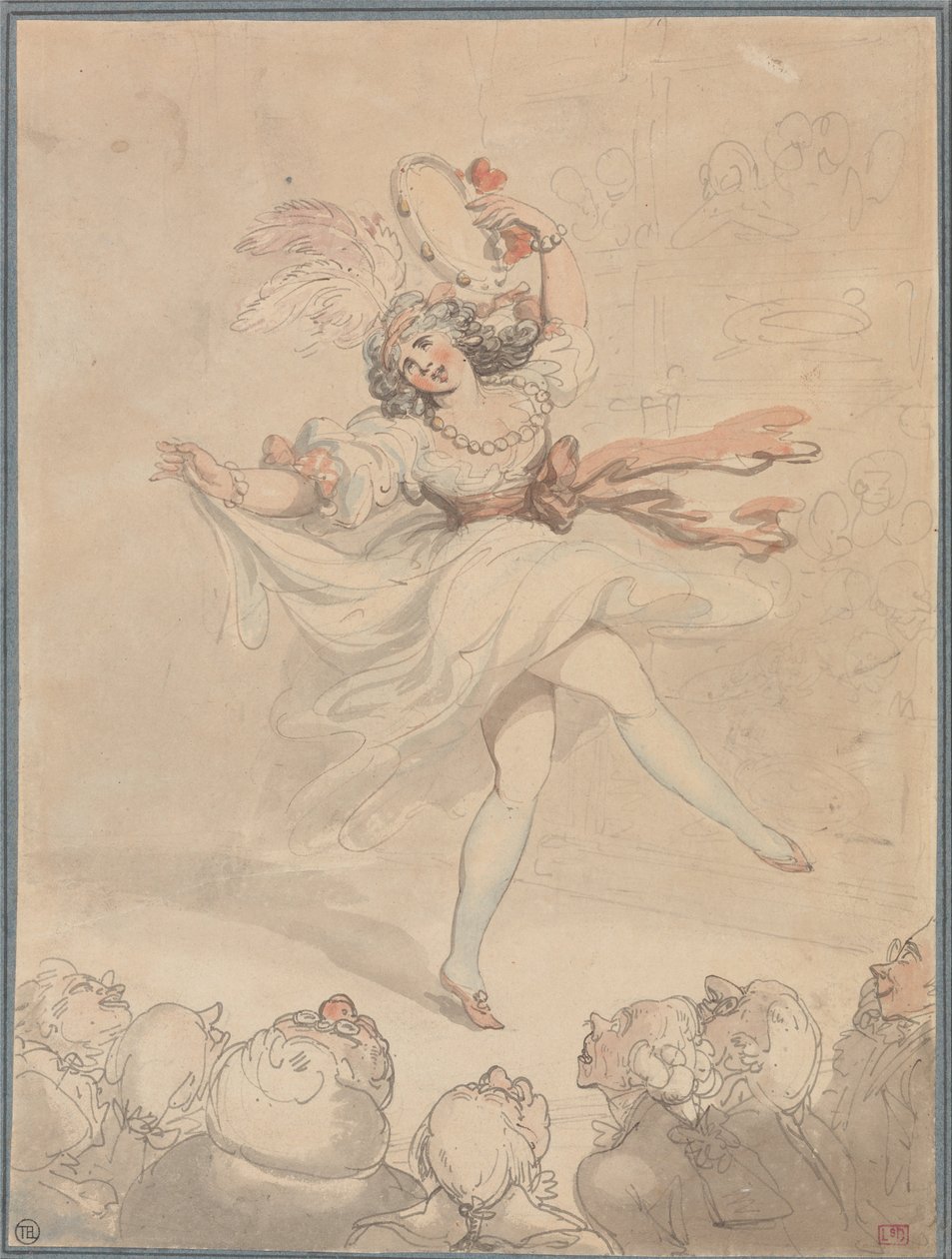 Kvinnelig danser med en tamburin av Thomas Rowlandson