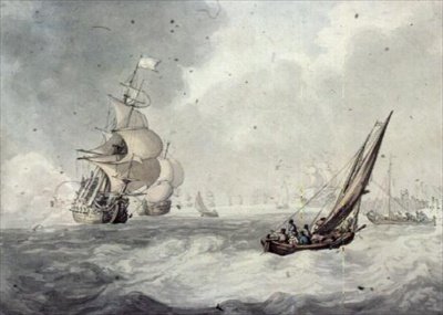 Avfyr en hilsen fra Portsmouth (wc) av Thomas Rowlandson