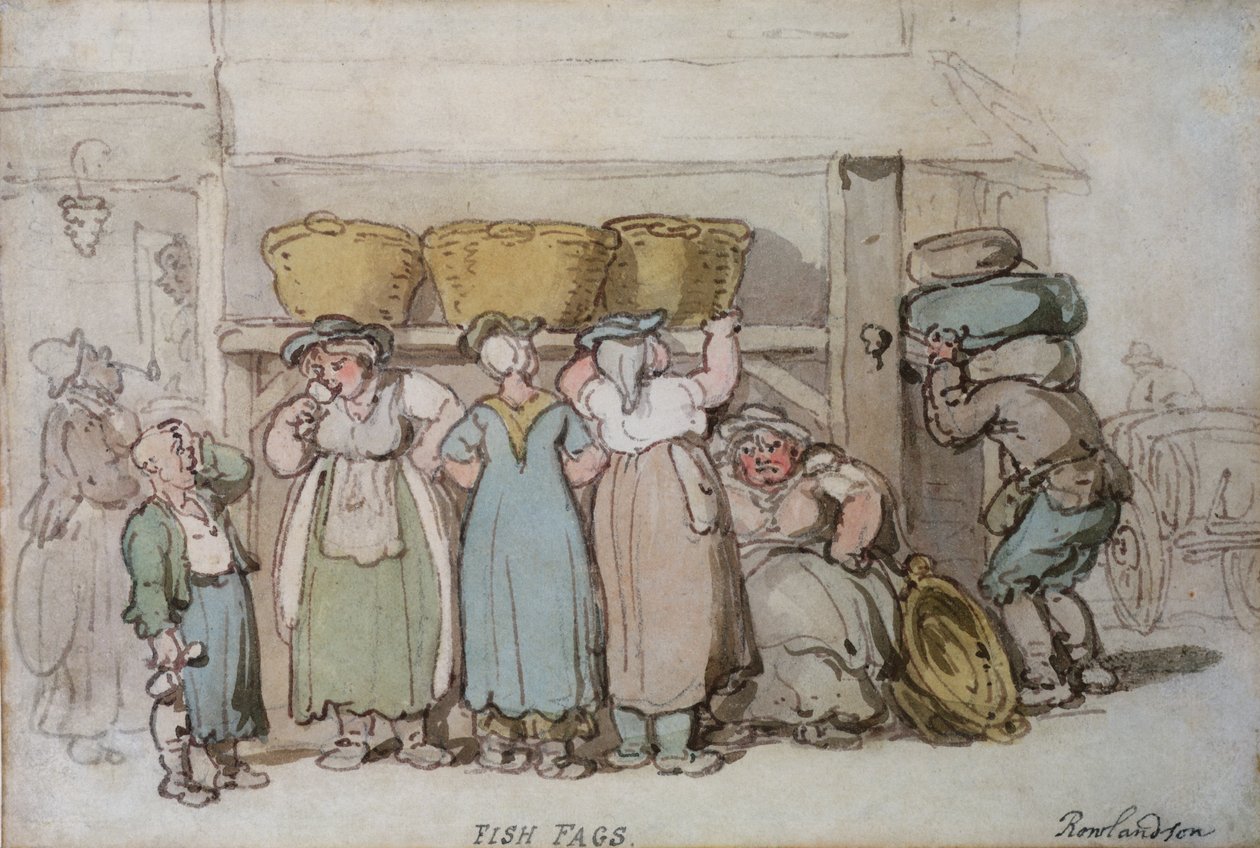 Fish Fags (penn, wc og blyant på papir) av Thomas Rowlandson