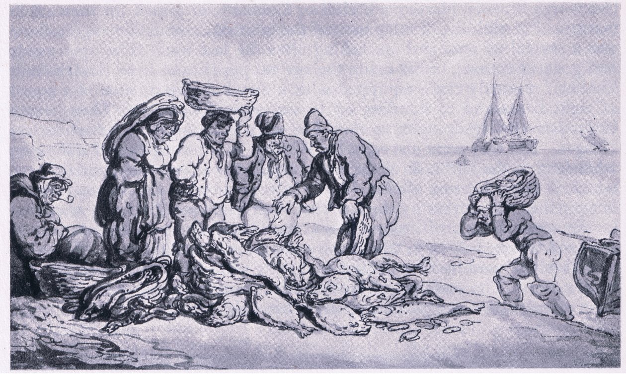 Grimsby: selger fisk av Thomas Rowlandson