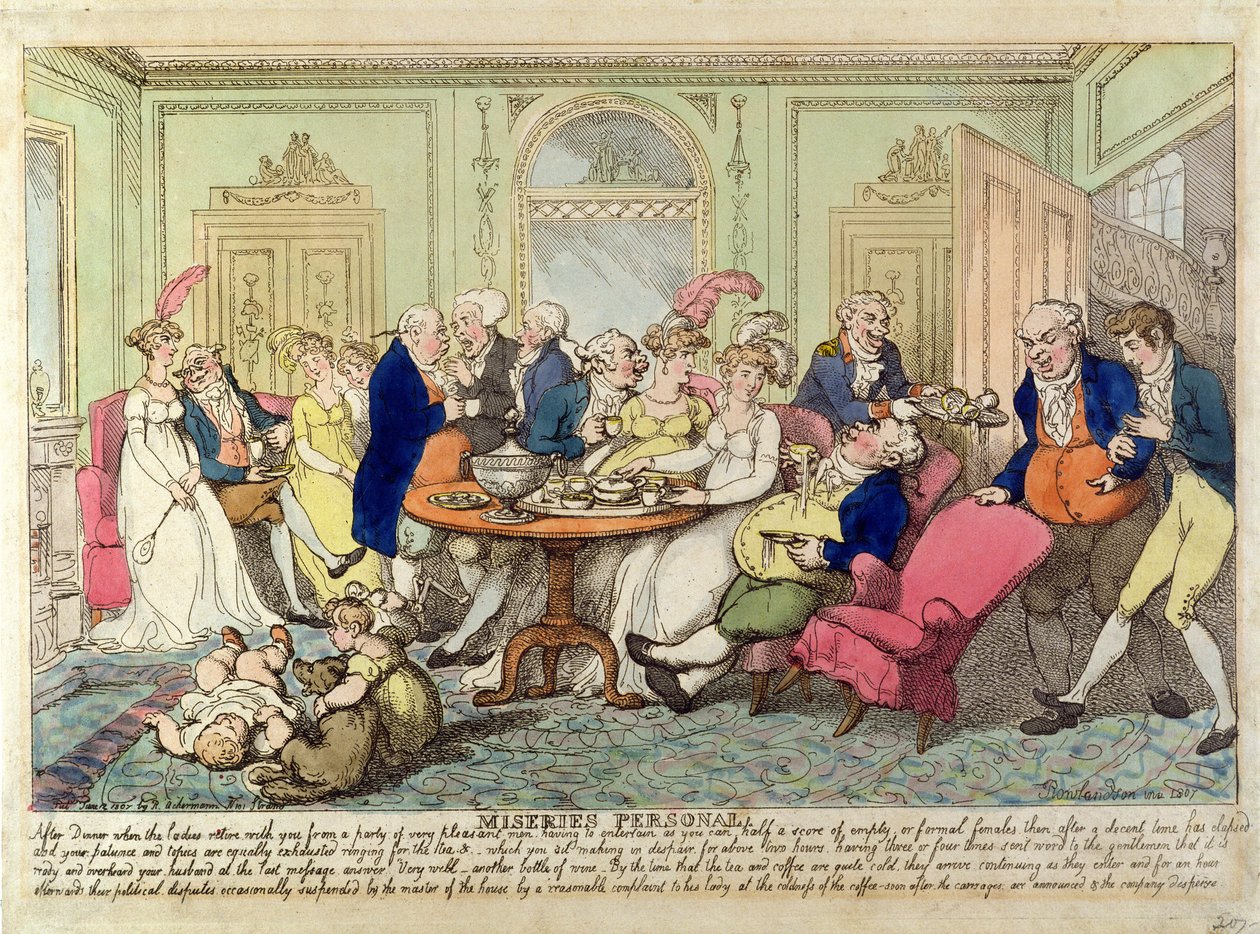 Miseries Personal (farget etsning) av Thomas Rowlandson