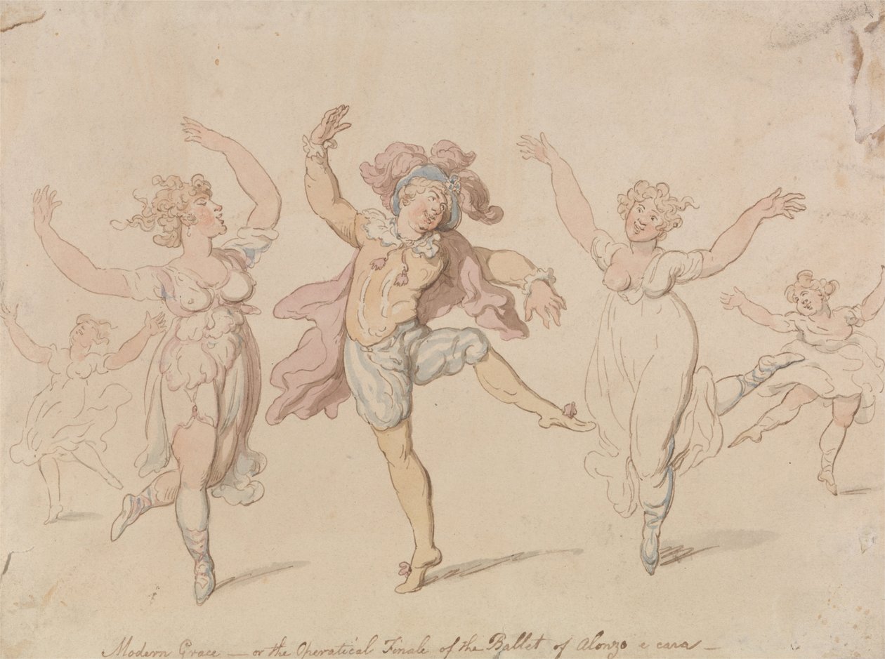 Modern Grace ... Balletten til Alonzo e Cara av Thomas Rowlandson