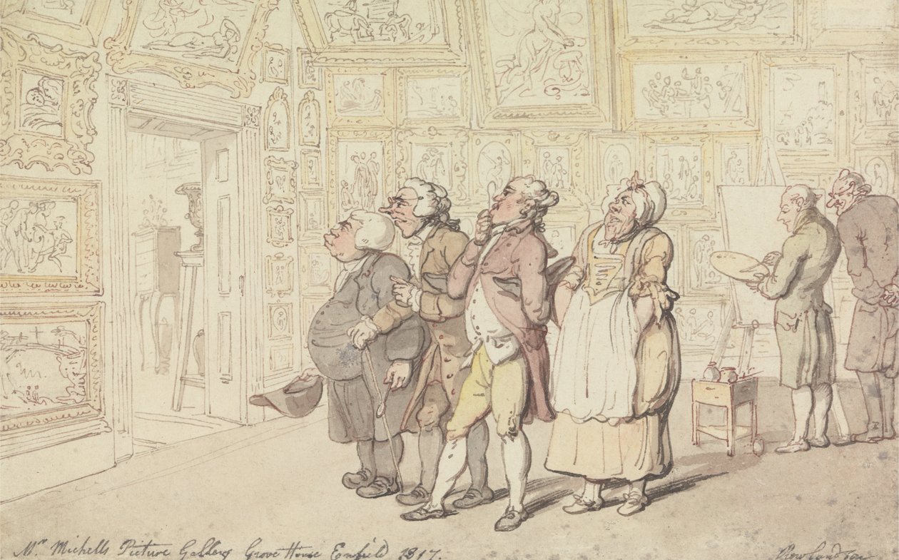 Mr. Michells Picture Gallery, Grove House, Enfield 1817 av Thomas Rowlandson