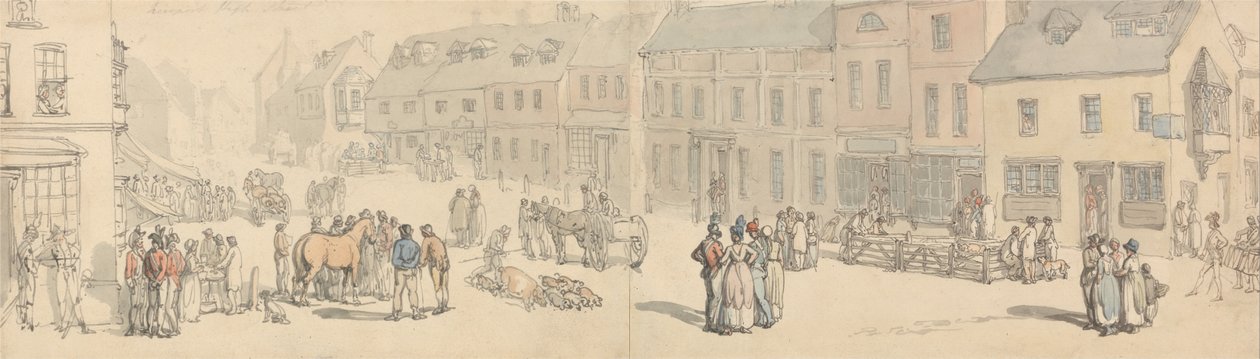 Newport High Street, Isle of Wight av Thomas Rowlandson