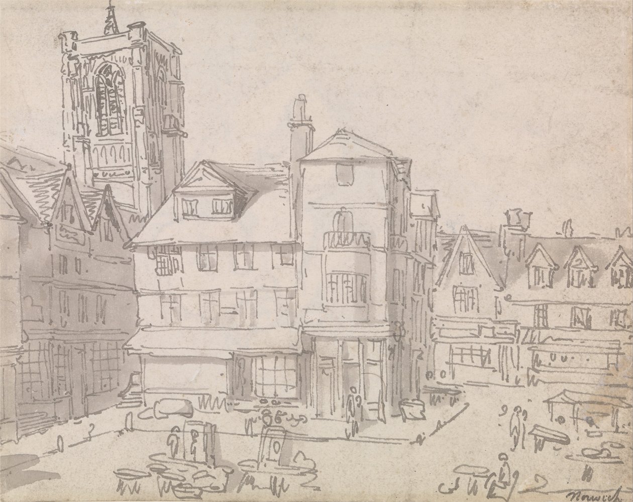 Norwich Market Place av Thomas Rowlandson