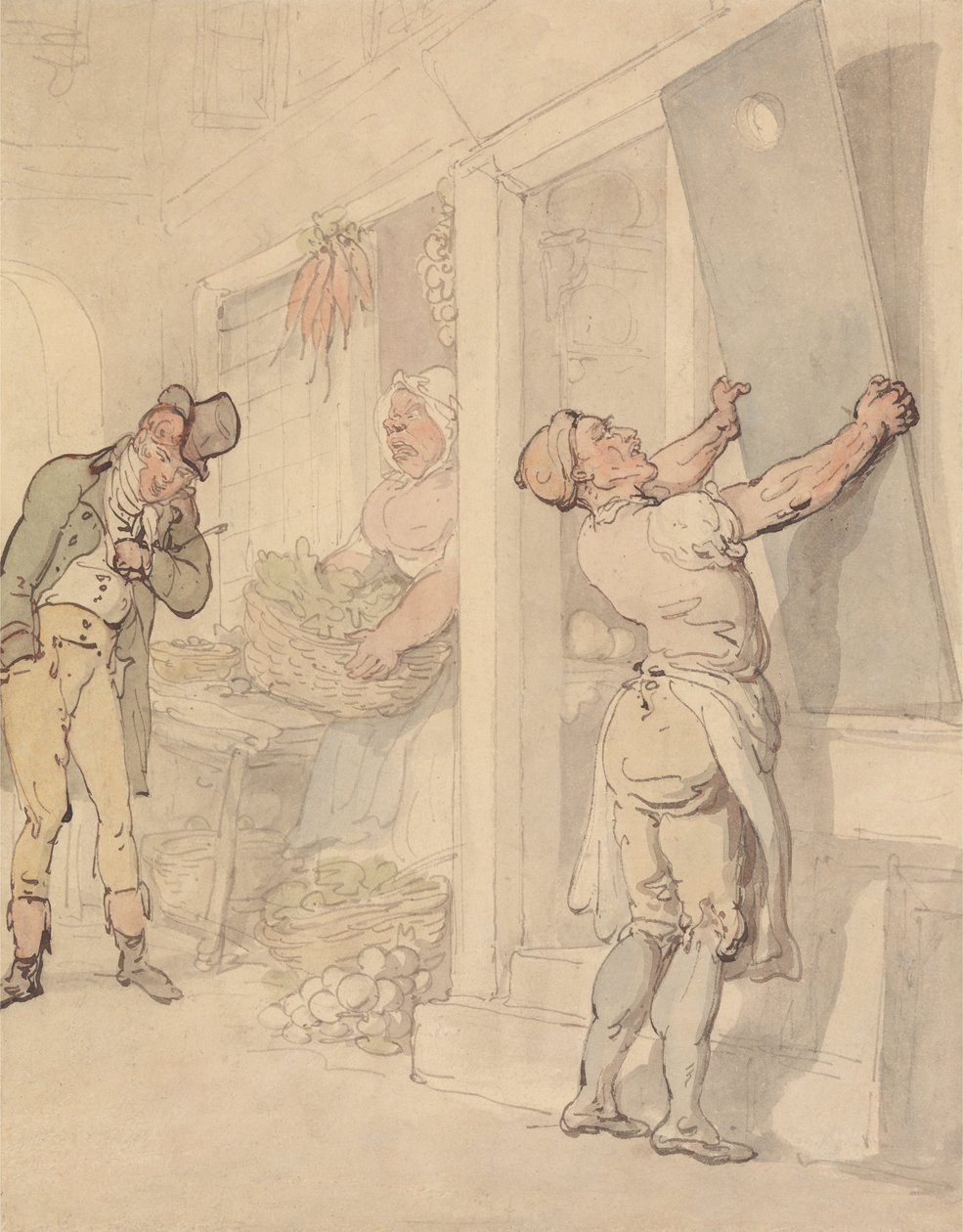 Utenfor grønnsaksbutikken av Thomas Rowlandson