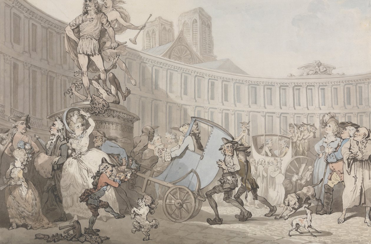 Place des Victoires, Paris av Thomas Rowlandson