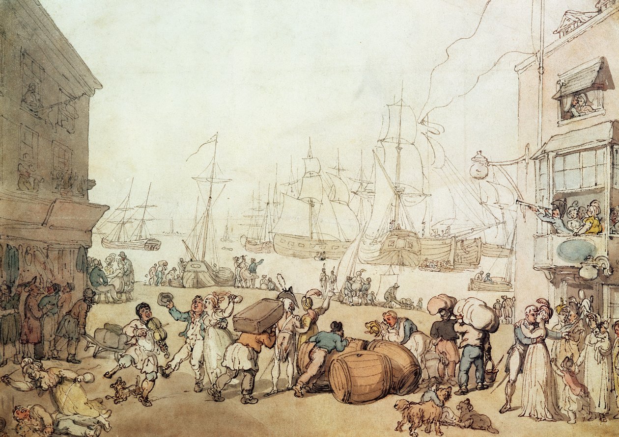 Portsmouth Point, 1811 (se også 3421) av Thomas Rowlandson