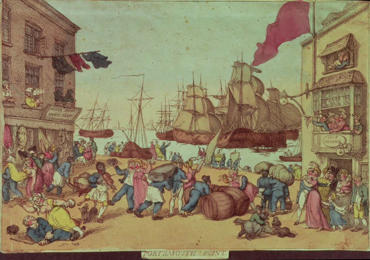 Portsmouth Point, 1811 (se også 60284) av Thomas Rowlandson