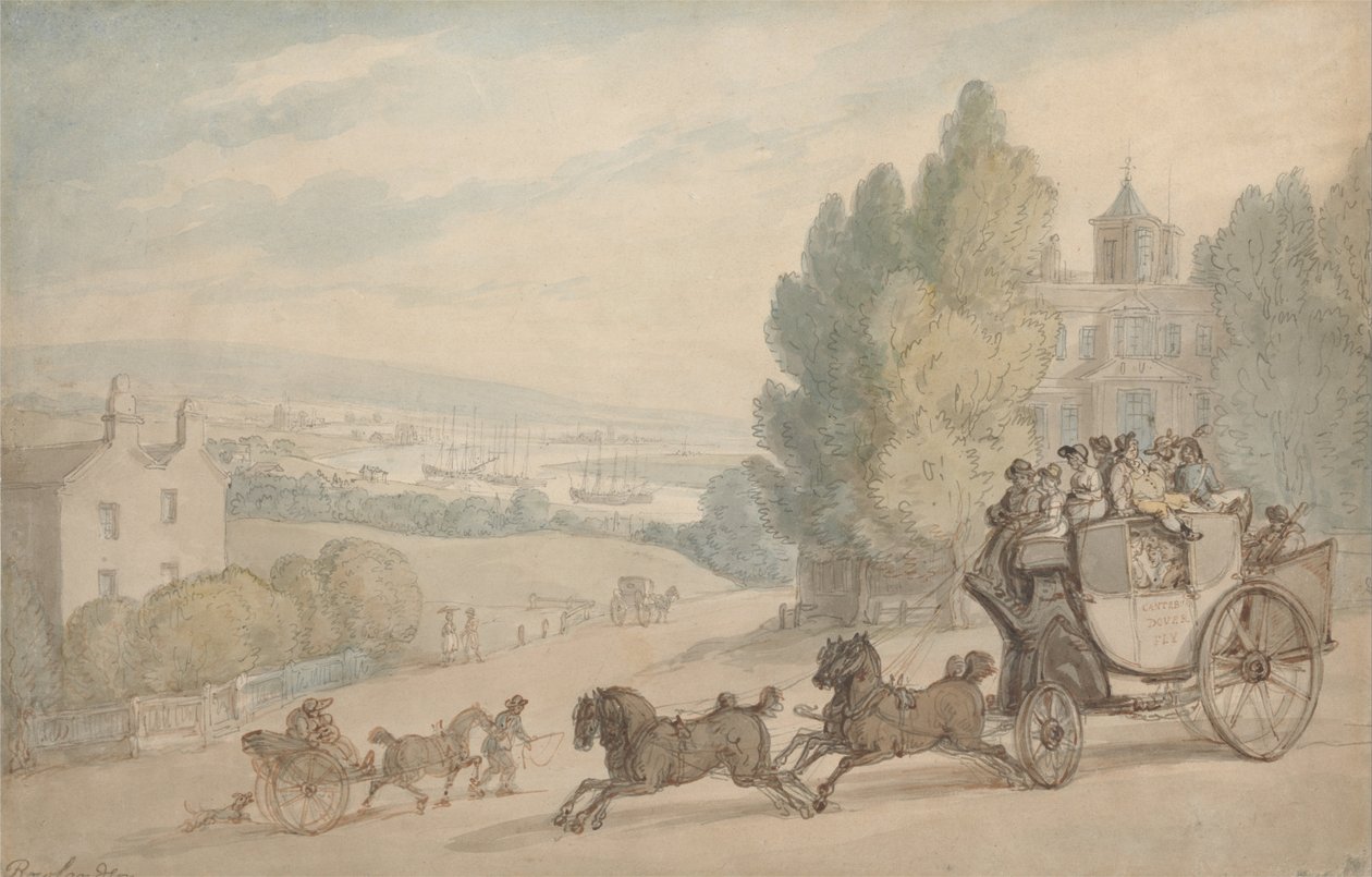 Canterbury-Dover-bussen passerer Vanbrugh Castle av Thomas Rowlandson