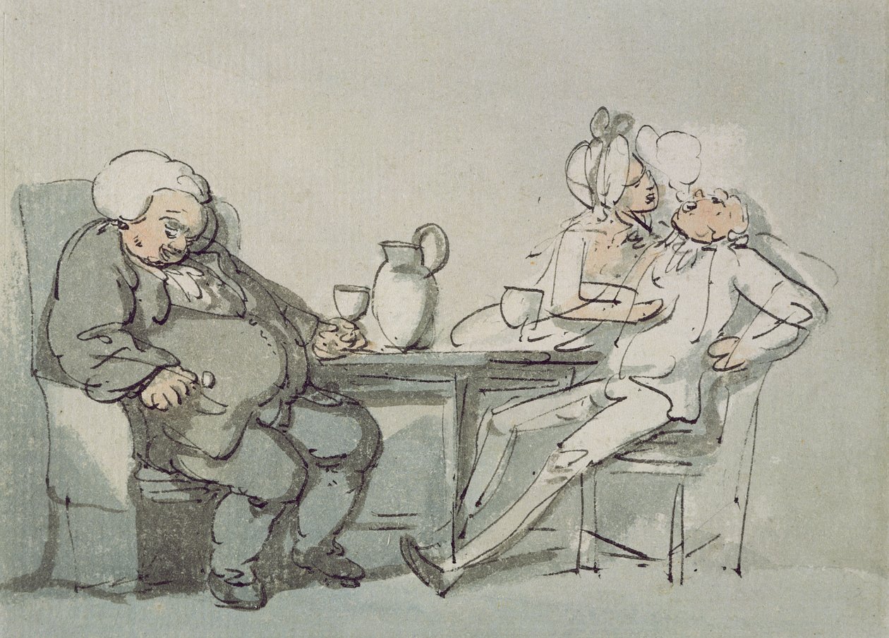 The Doctor Overcame (penn og blekk og wc på papir) av Thomas Rowlandson