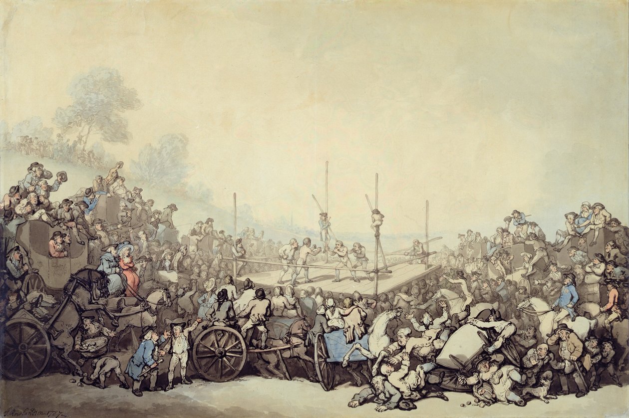 The Prize Fight, 1787 (penn, blekk og wc over grafitt på lagt papir) av Thomas Rowlandson