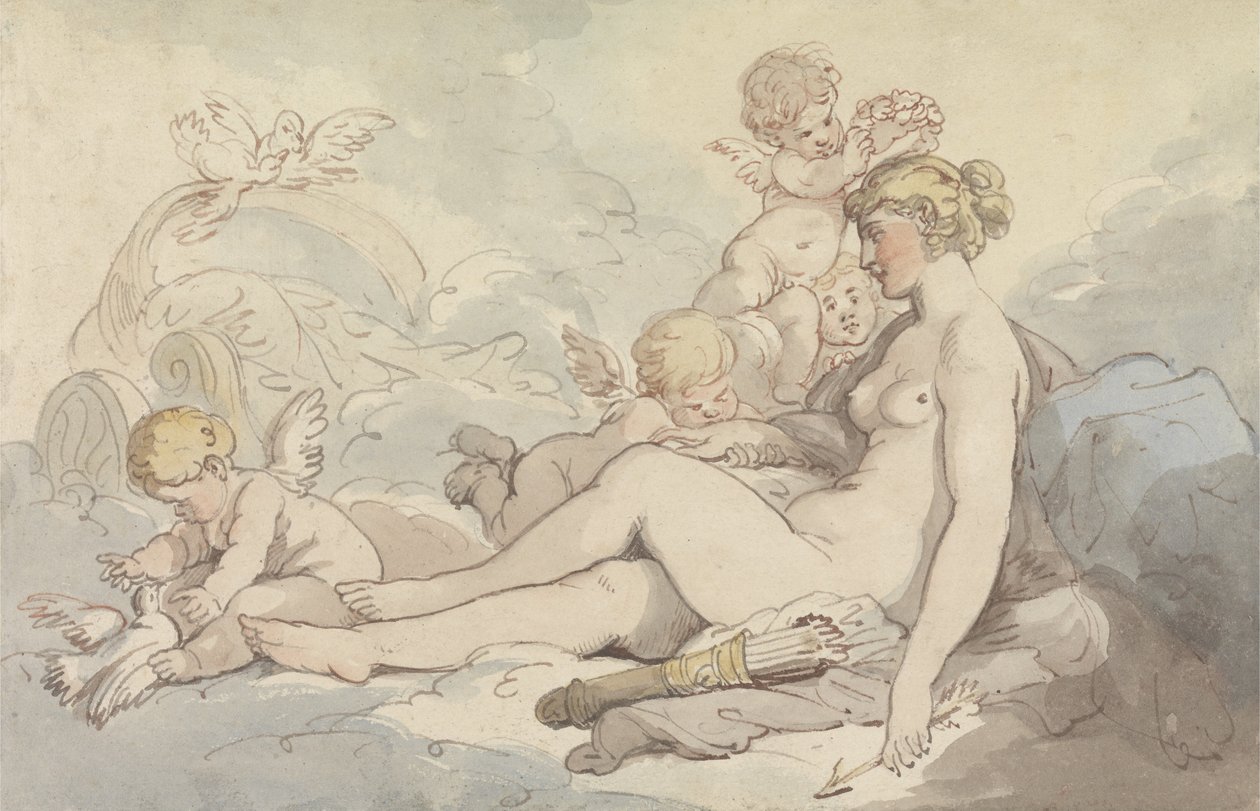 Venus kronet av Amor av Thomas Rowlandson