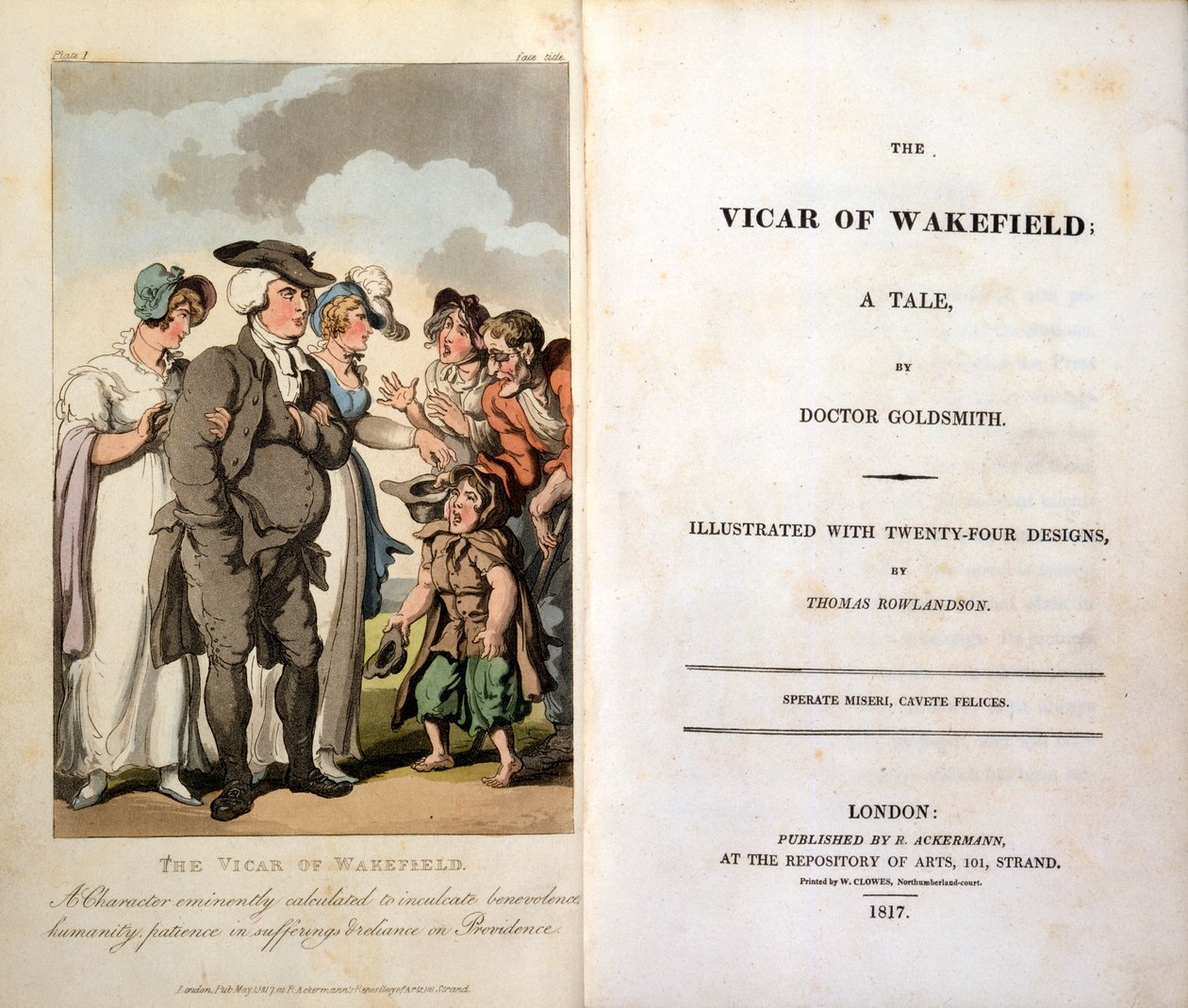Vicar of Wakefield av Oliver Goldsmith, Frontispice, 1817 av Thomas Rowlandson