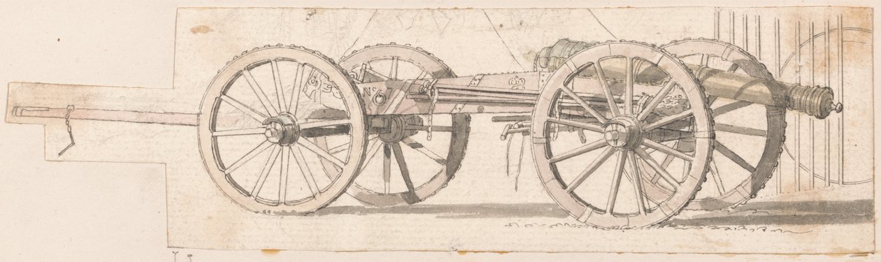 Gun and Limber, nr. 7 (penn- og blekkvask på papir) av Thomas Sandby
