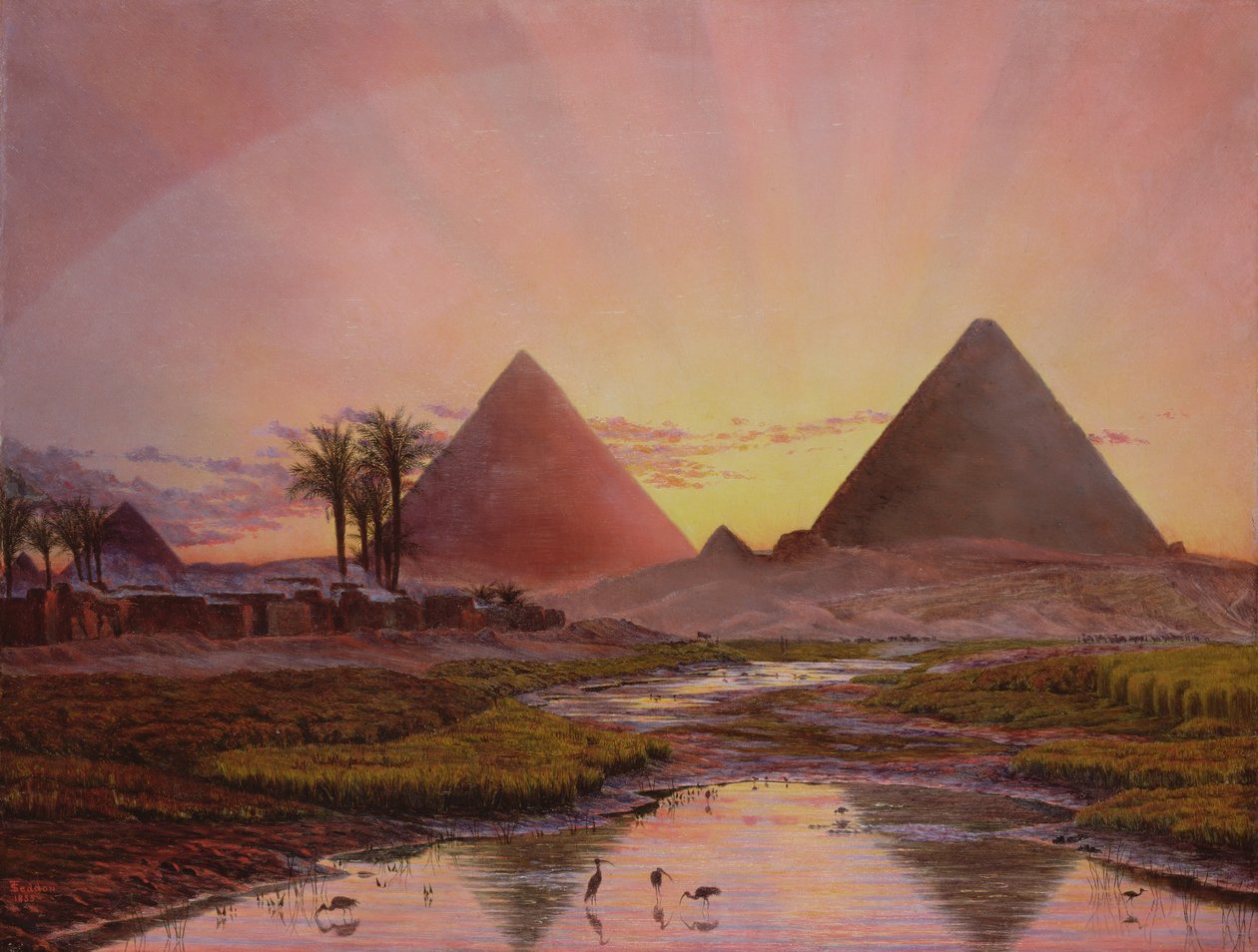 Pyramidene ved Gizeh, 1855 av Thomas Seddon