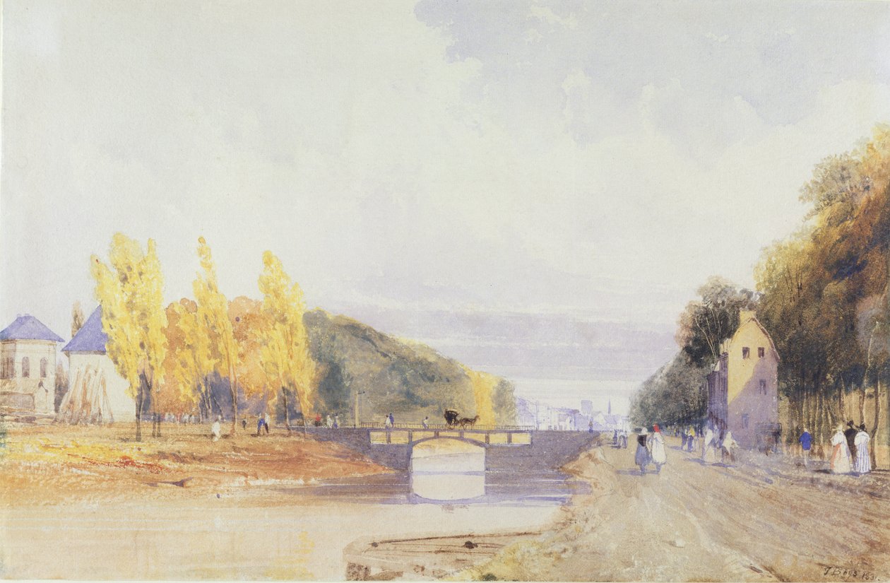 Brussel fra Paris Road, 1831 (wc over blyant med kroppsfarge på papir) av Thomas Shotter Boys
