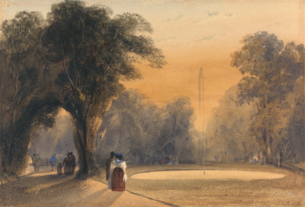 Fountain in the Gardens, Paris, Evening (wc på papir) av Thomas Shotter Boys