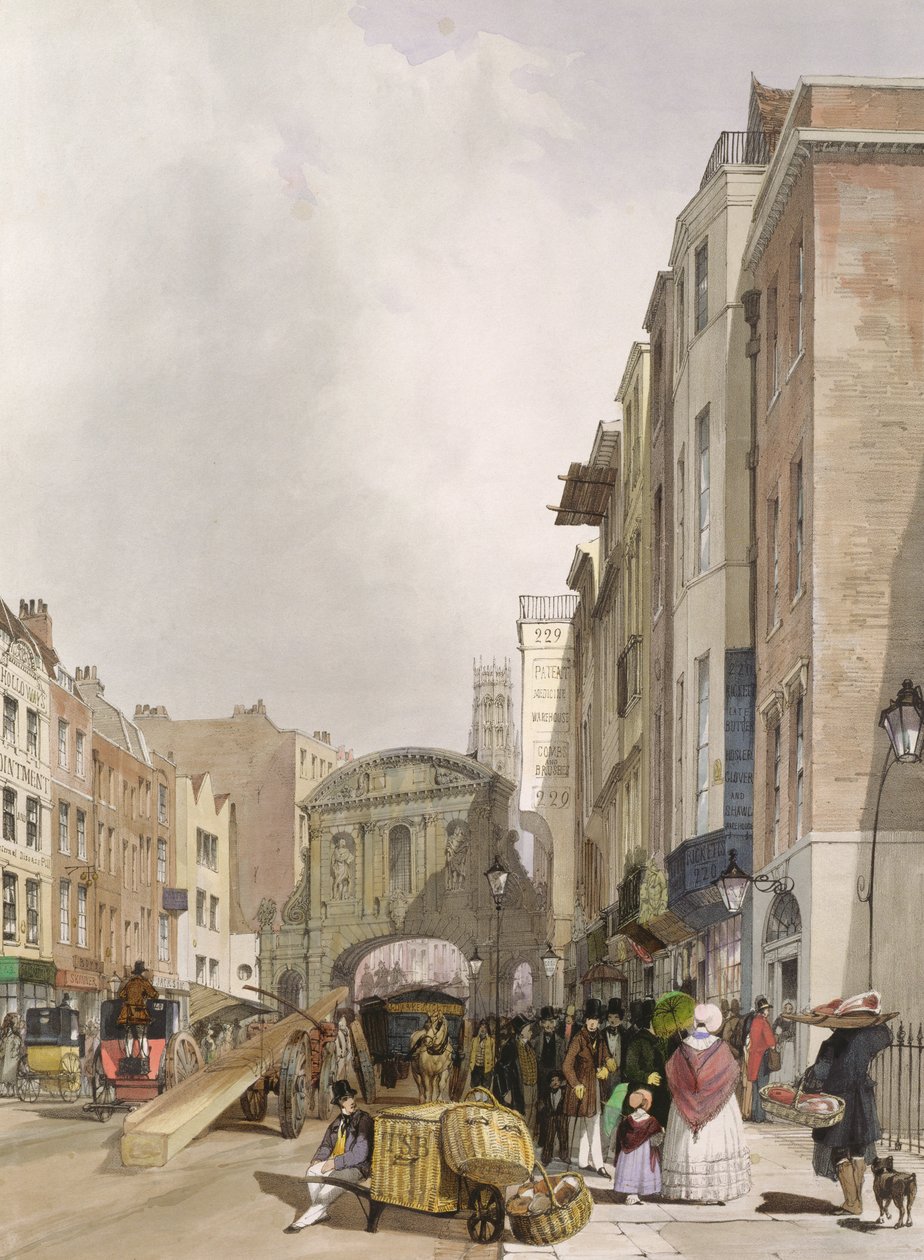 Temple Bar fra Stranden, 1842 av Thomas Shotter Boys
