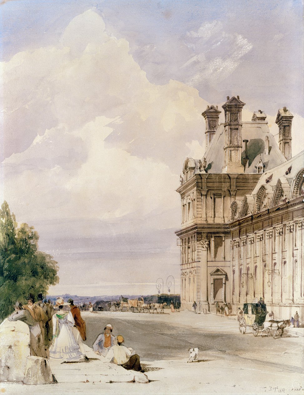 Utsikt nær Pont Royal, med Pavillon de Flore, Tuileries av Thomas Shotter Boys